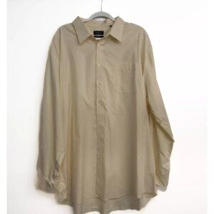 EB Wood Mens Ivory Cotton Button Up Shirt Long Sleeve Solid Single Pocket 19